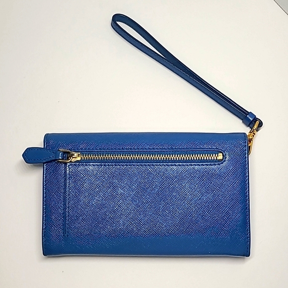 Prada Saffiano 1M1438 Wallet/Wristlet (bi-fold) Cobalto - Picture 3 of 13